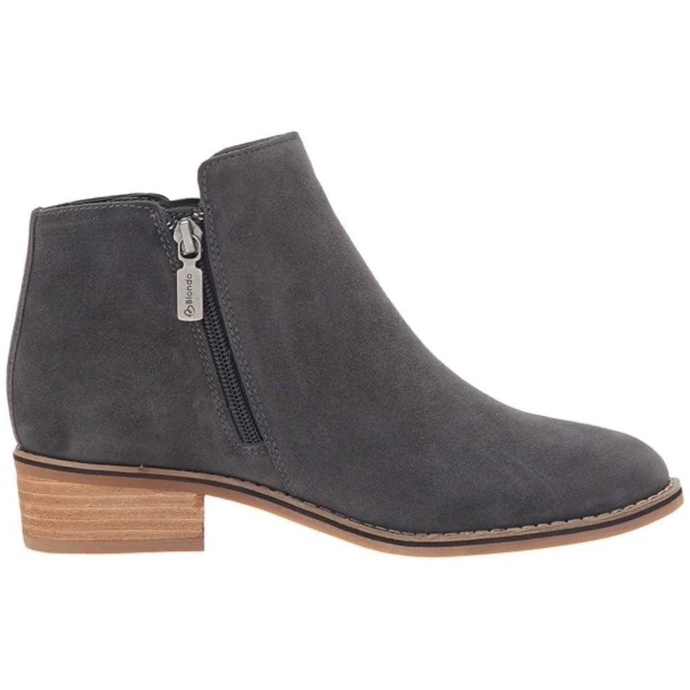 Blonde Liam Waterproof Dark Grey Suede Double Zip Moto Booties Sz 8.5